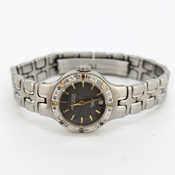 Anne Klein Diamond 18KT Accents Swiss Movement Women's Watch 6.25" New Battery - Picture 1 of 12